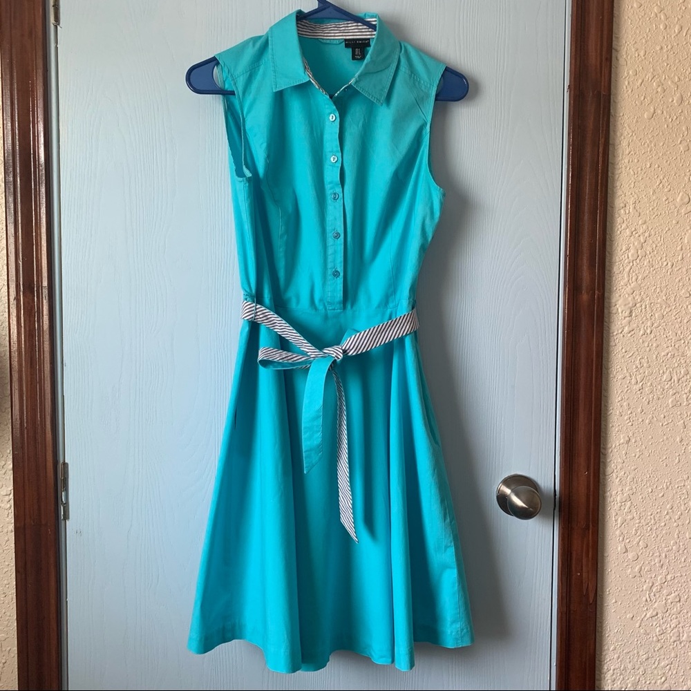 Willi Smith A-line,Belted,Collared,Sleevless Dress